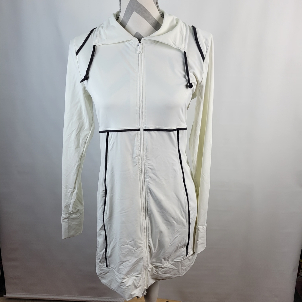 Athleta Cream Utility Jacket with Black Trim